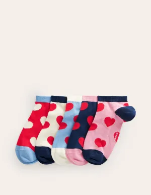5 Pack Trainer Socks-Hearts