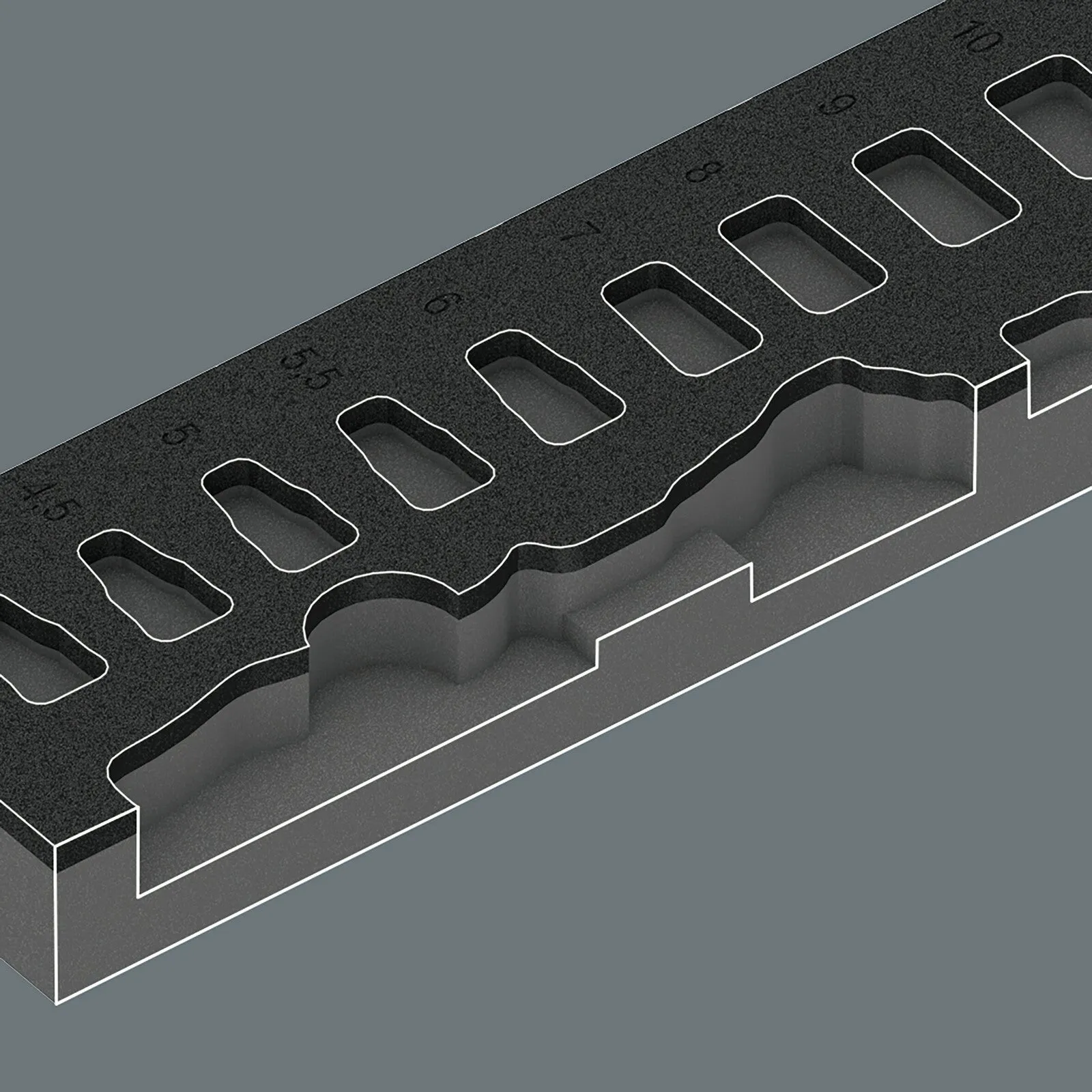9720 Foam insert 8000 A Zyklop 1/4" ratchet set 1, 37 pieces - 05150110001