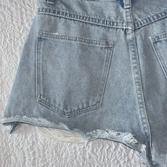 ABRAND A High &amp; Relaxed Distressed Denim Short