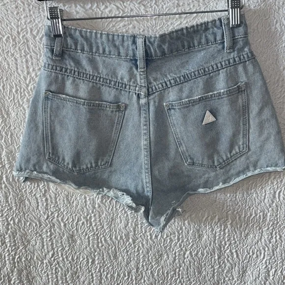 ABRAND A High &amp; Relaxed Distressed Denim Short