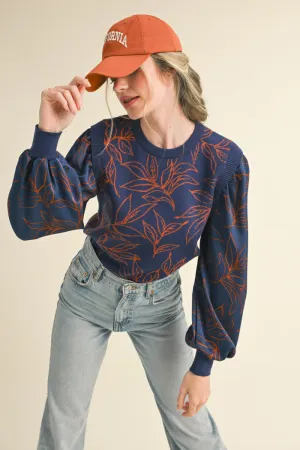 Abstract Leaves Sweater Top