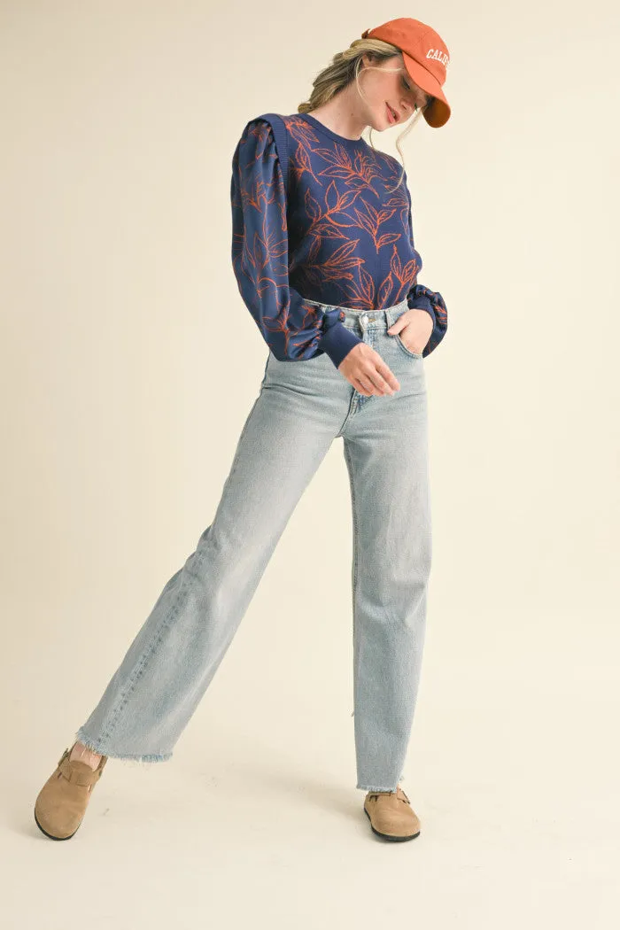 Abstract Leaves Sweater Top