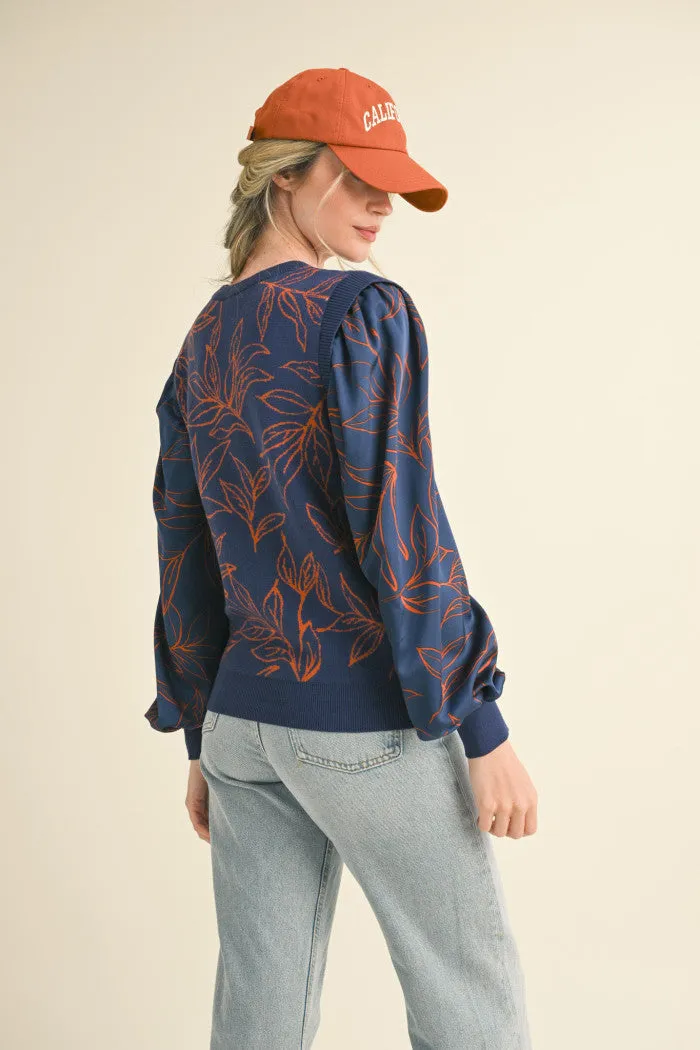 Abstract Leaves Sweater Top