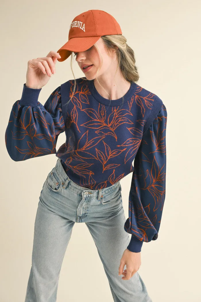 Abstract Leaves Sweater Top