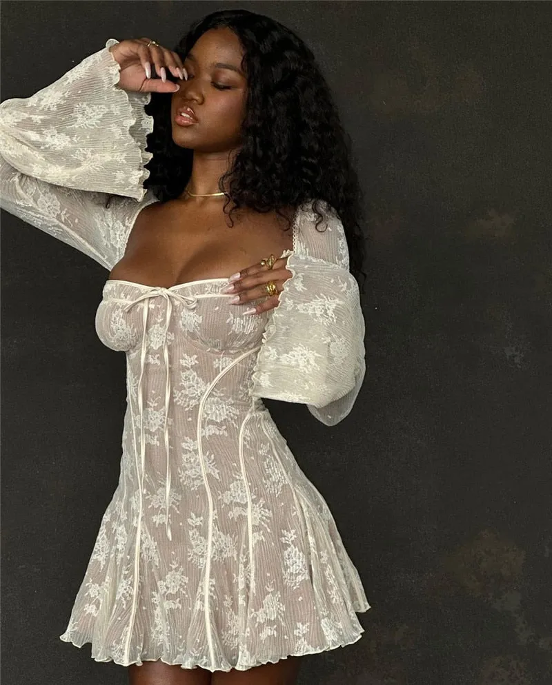American Finds Lace Dress | Flare Sleeve Mini Dress
