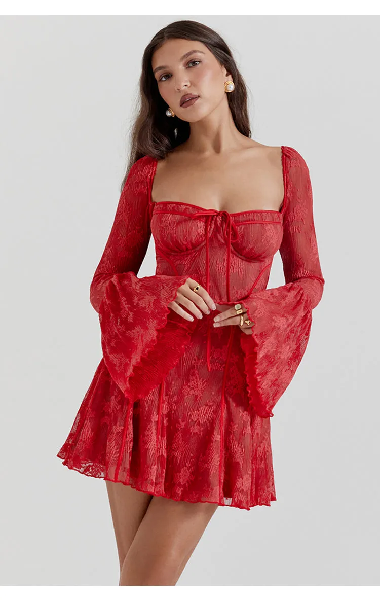 American Finds Lace Dress | Flare Sleeve Mini Dress