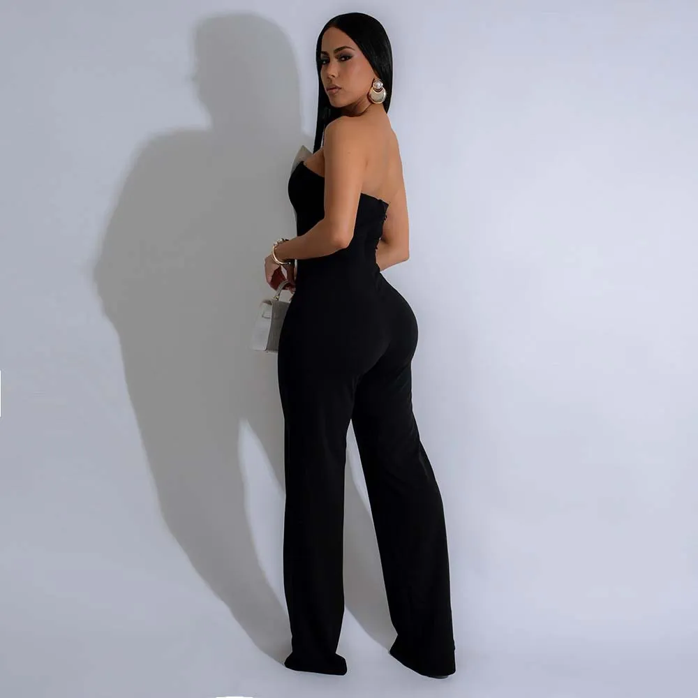 Asymmetrical Button-Detail Elegant Jumpsuit for Chic Events