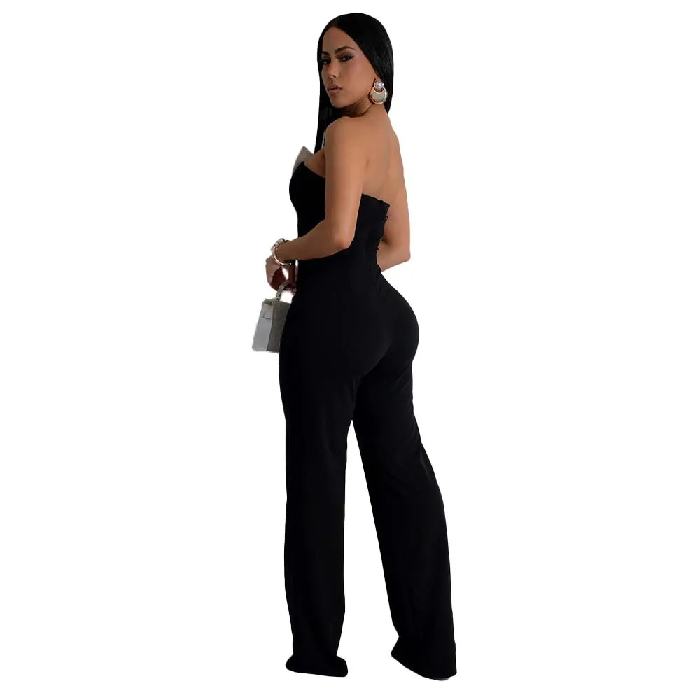 Asymmetrical Button-Detail Elegant Jumpsuit for Chic Events