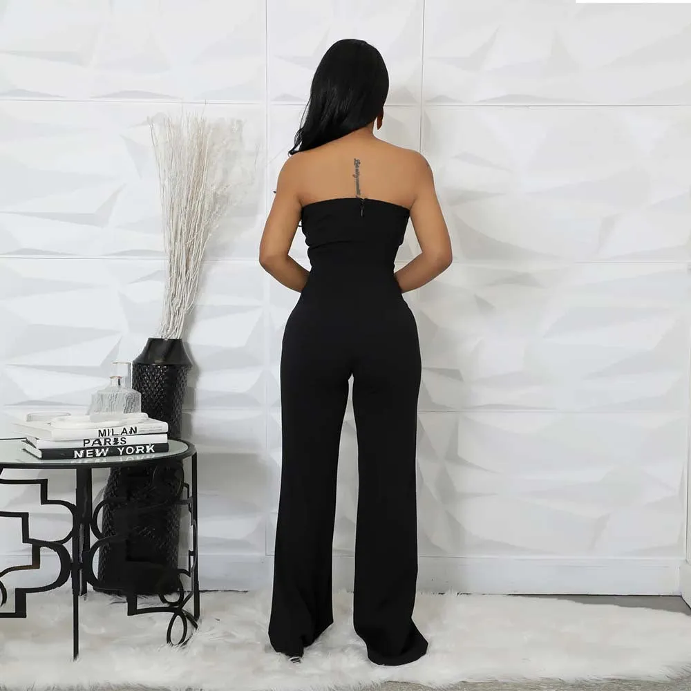 Asymmetrical Button-Detail Elegant Jumpsuit for Chic Events