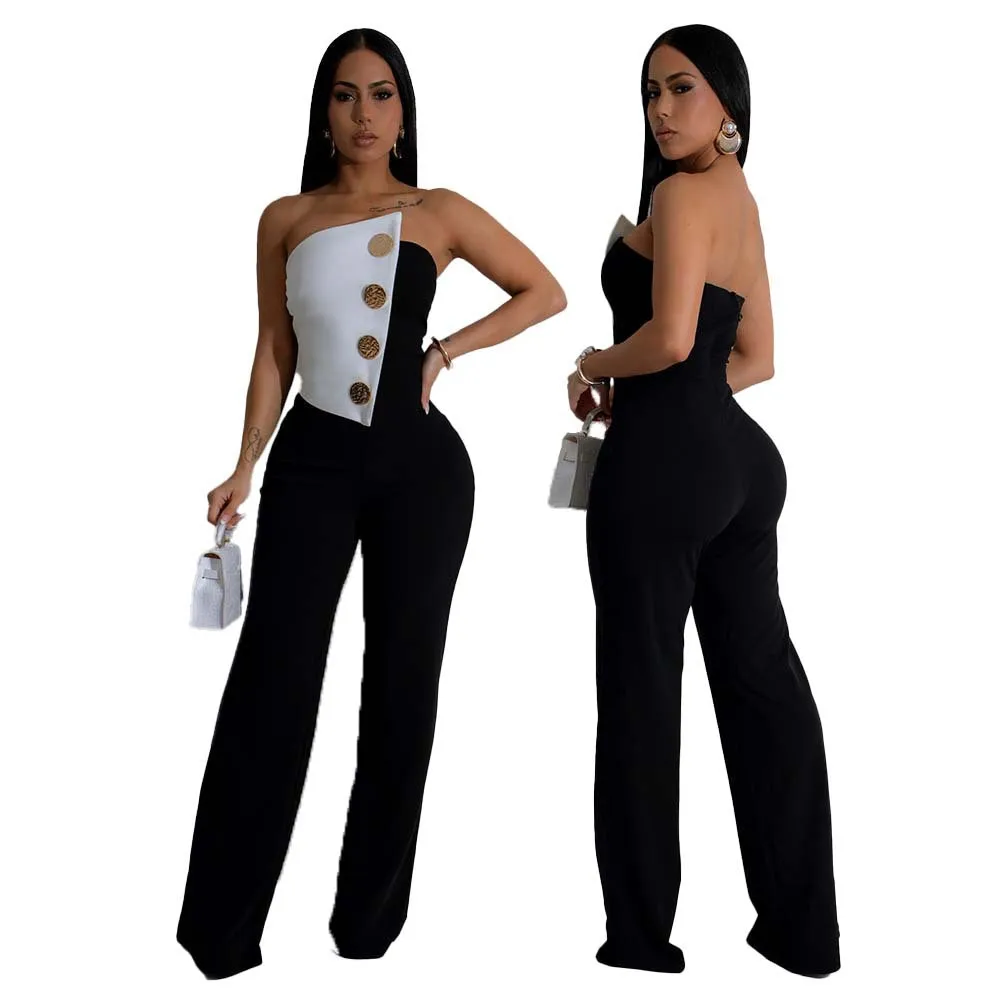 Asymmetrical Button-Detail Elegant Jumpsuit for Chic Events