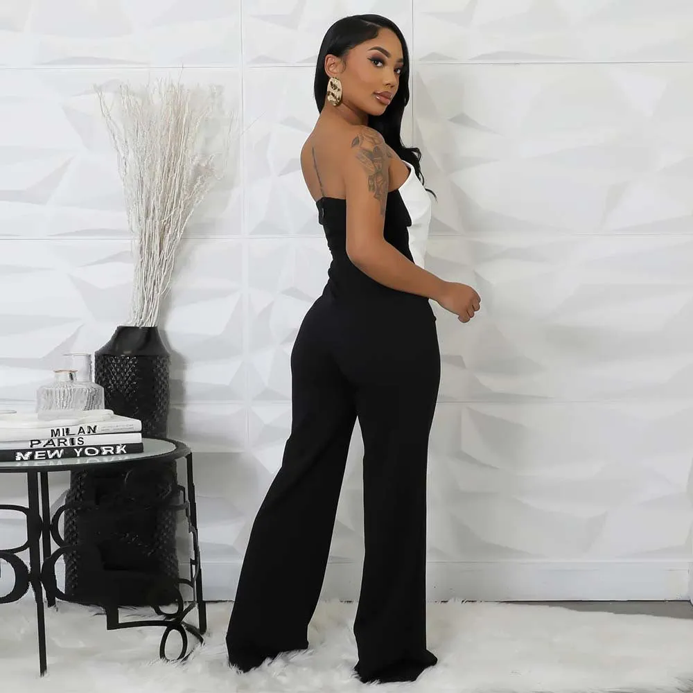 Asymmetrical Button-Detail Elegant Jumpsuit for Chic Events