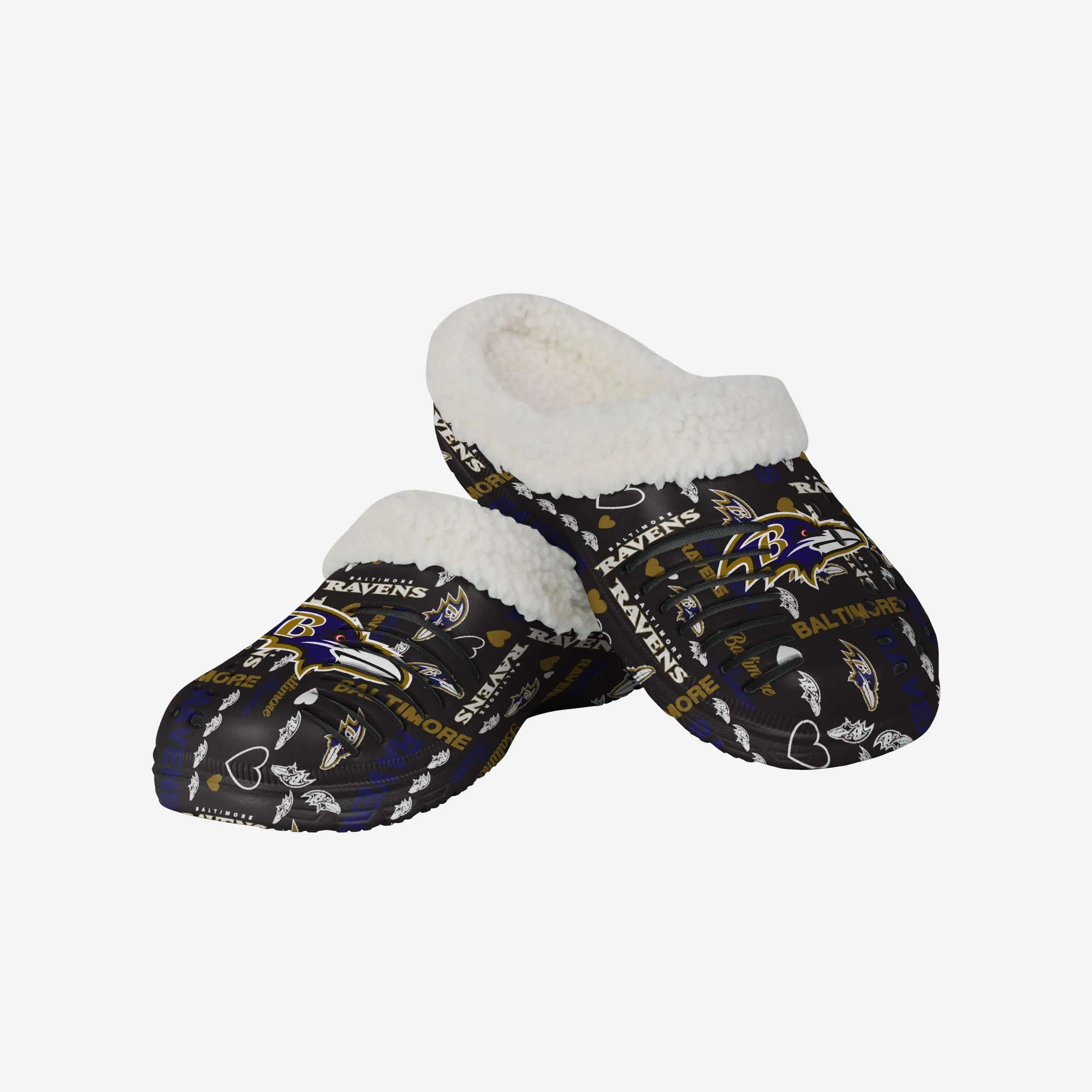 Baltimore Ravens Womens Sherpa Lined Logo Love Clog