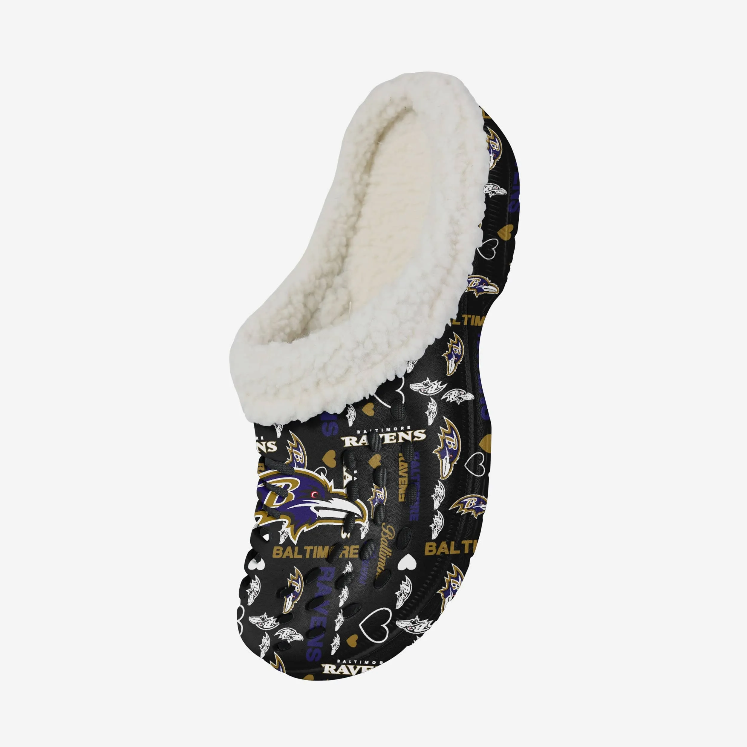 Baltimore Ravens Womens Sherpa Lined Logo Love Clog