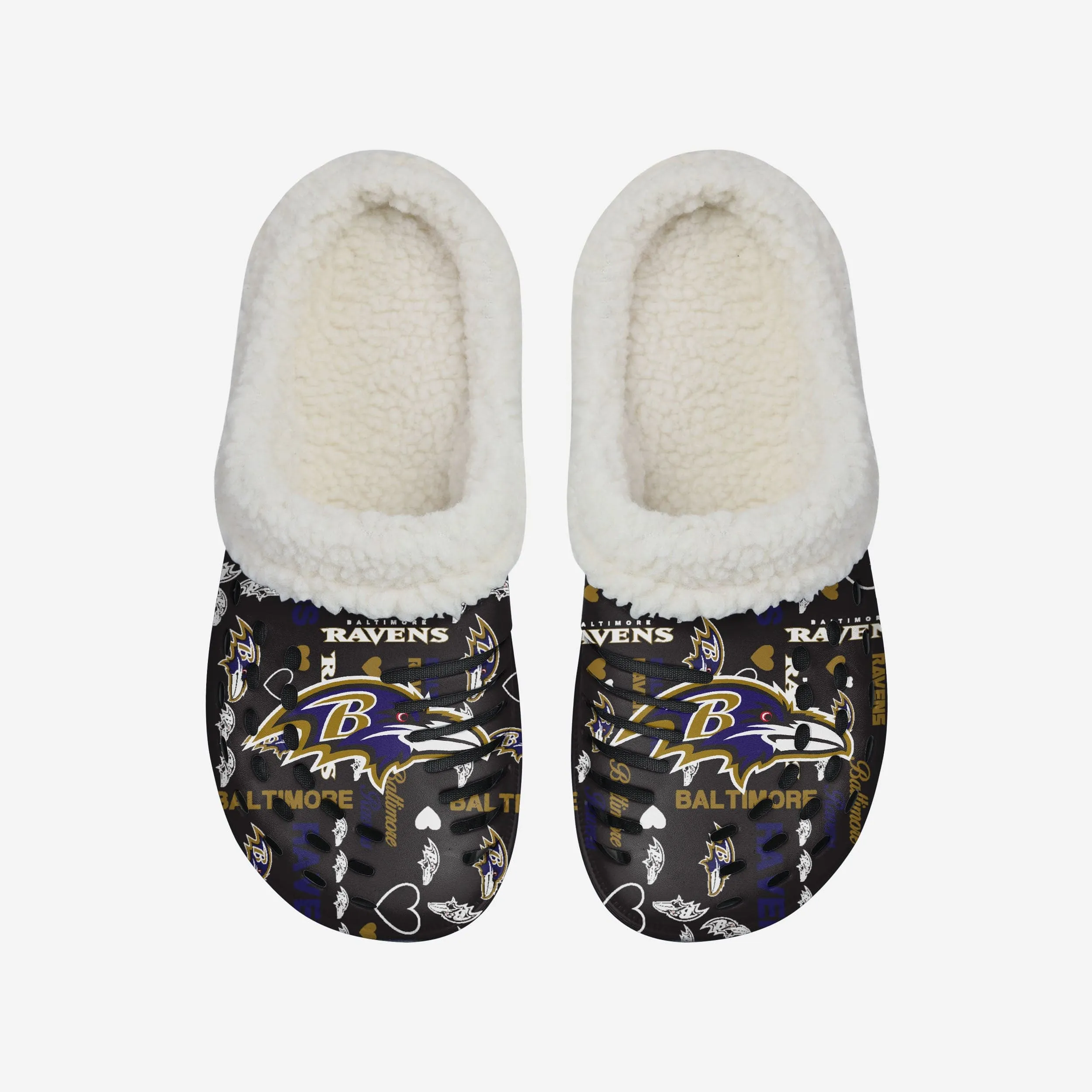 Baltimore Ravens Womens Sherpa Lined Logo Love Clog