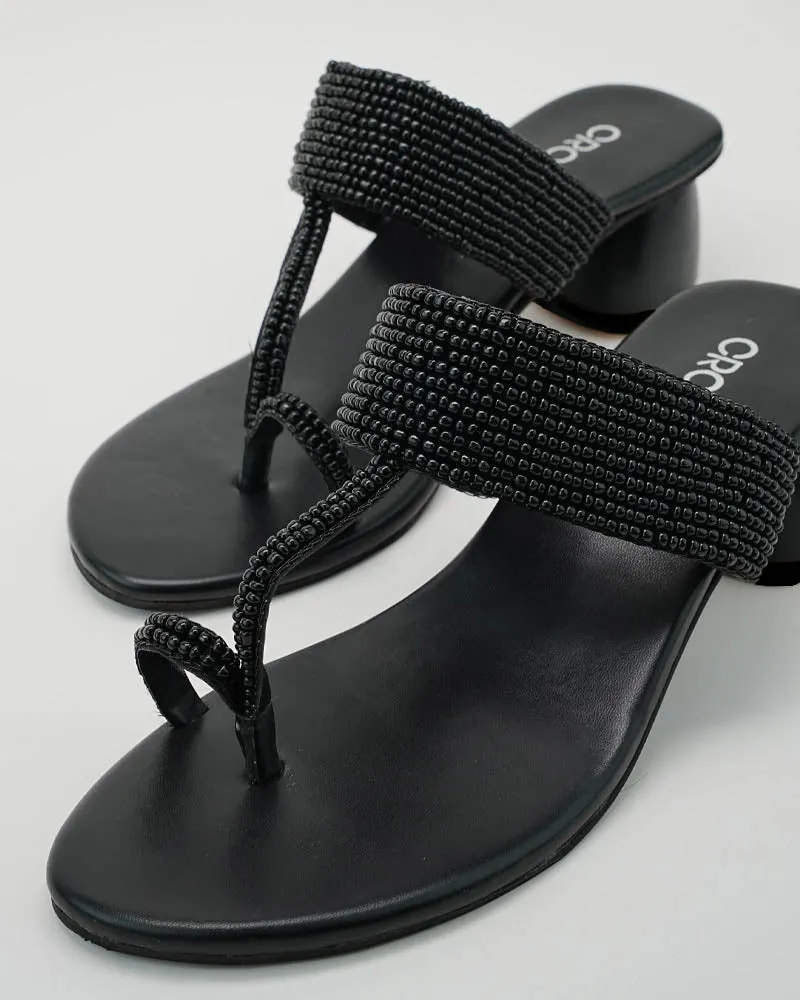 Beaded Block Heels