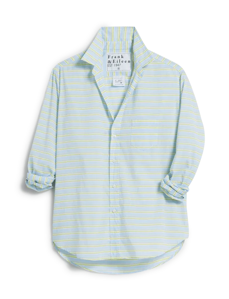 Blue Chartreuse Multi Stripe Relaxed Button Up