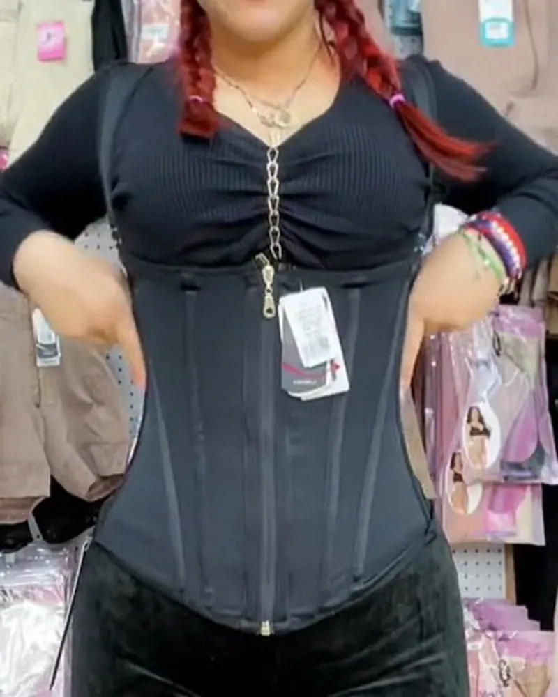 Breasted Zipper Tummy Control Top