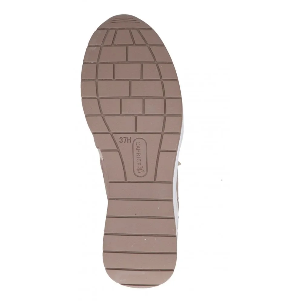Caprice Taupe "Mud" Nubuck Leather Wedge Trainer with Gold Trim