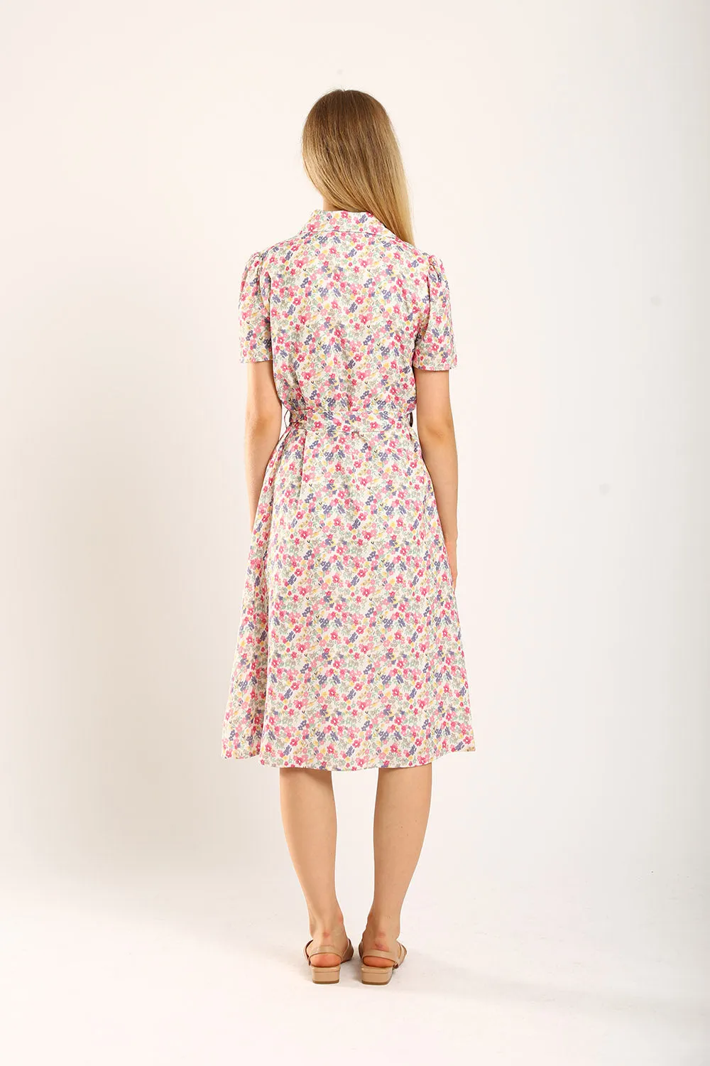 Carter Midi Dress in Pink Floral
