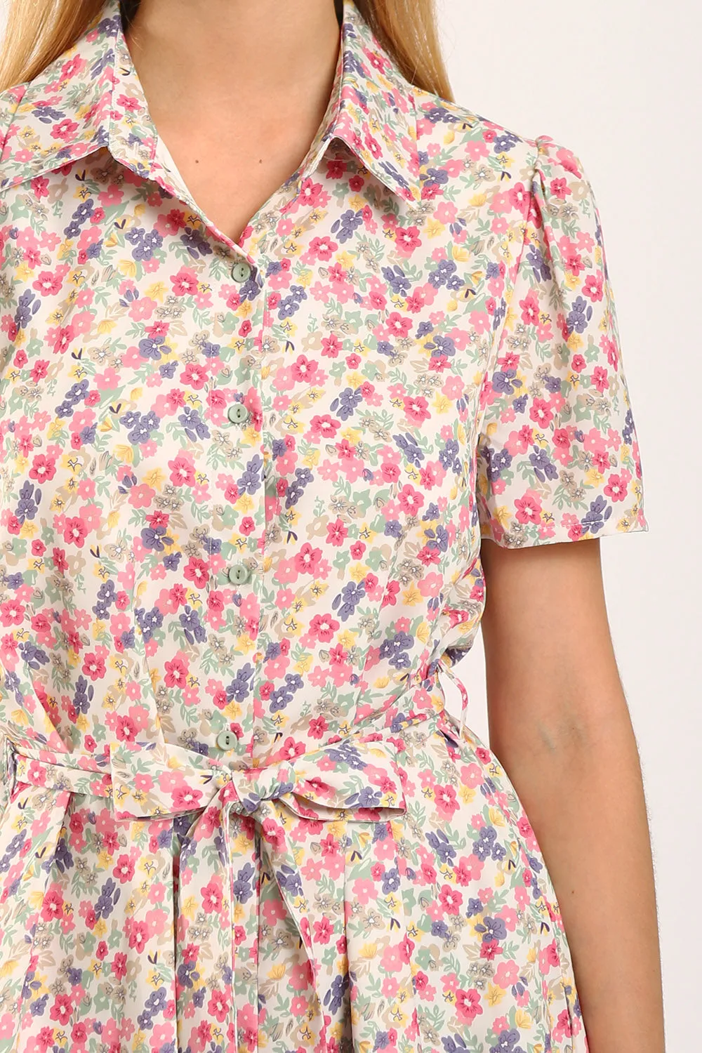 Carter Midi Dress in Pink Floral