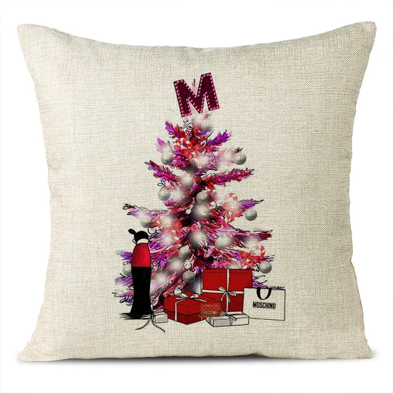 Christmas Themed Linen Pillowcase