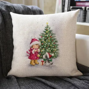 Christmas Themed Linen Pillowcase