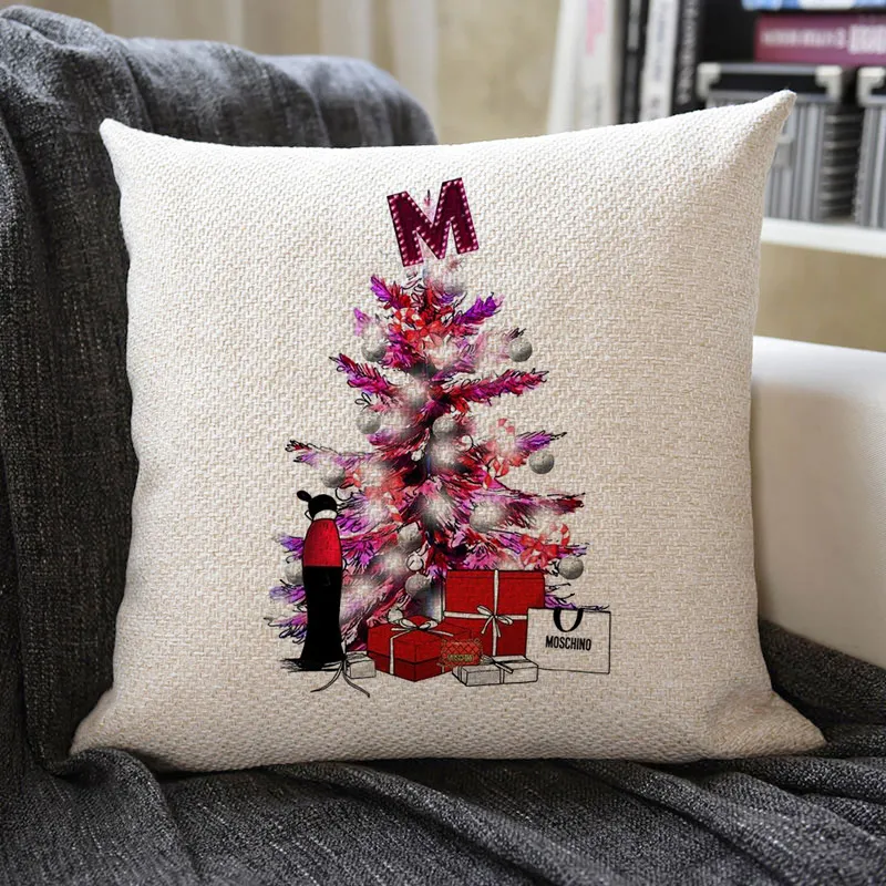 Christmas Themed Linen Pillowcase