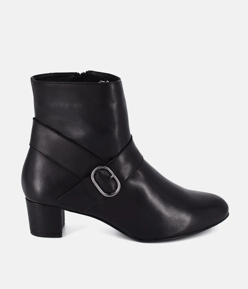 Cinderella Shoes Versatile Black Leather Ankle Boots