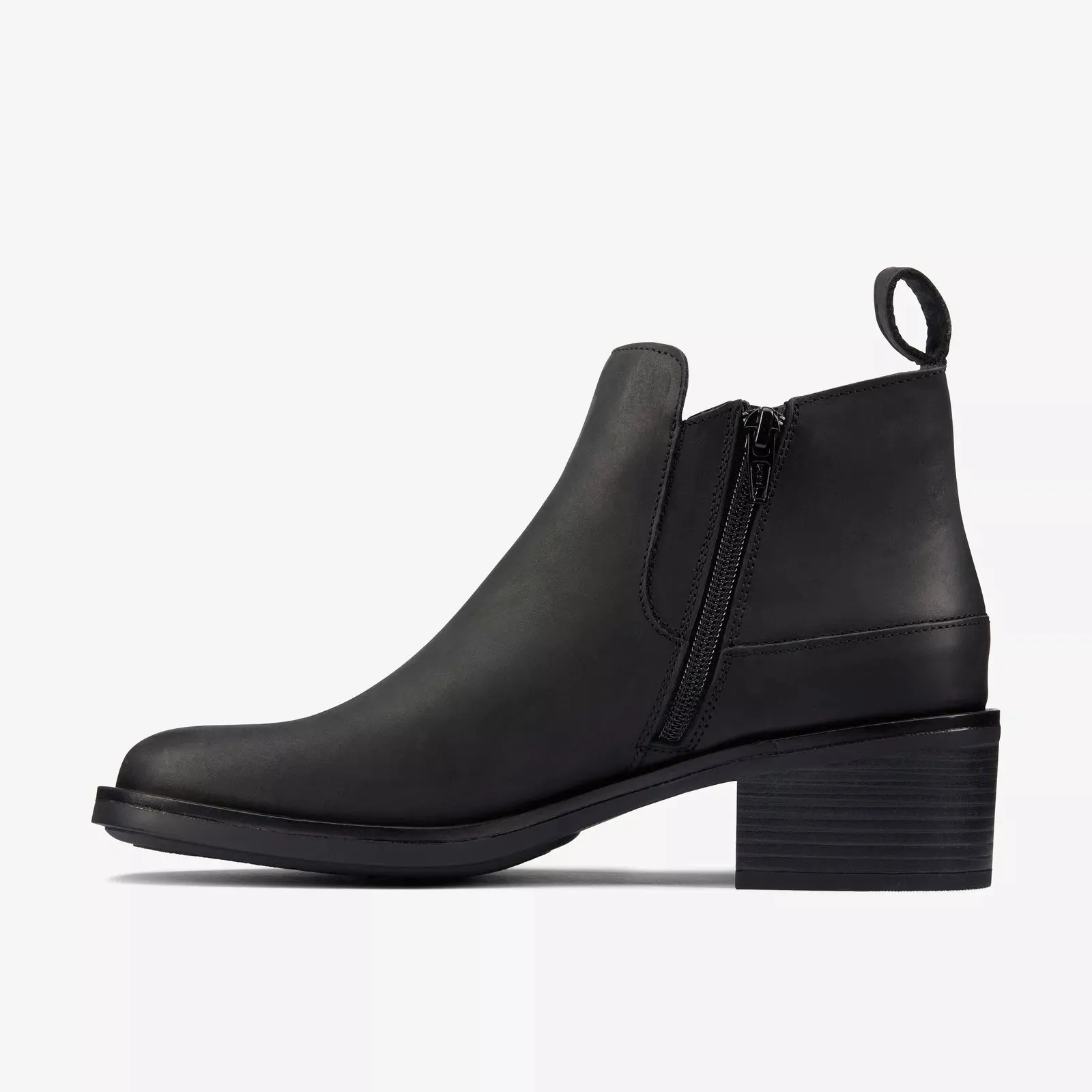 Clarks Women's Memi Zip Black Leather 26161654