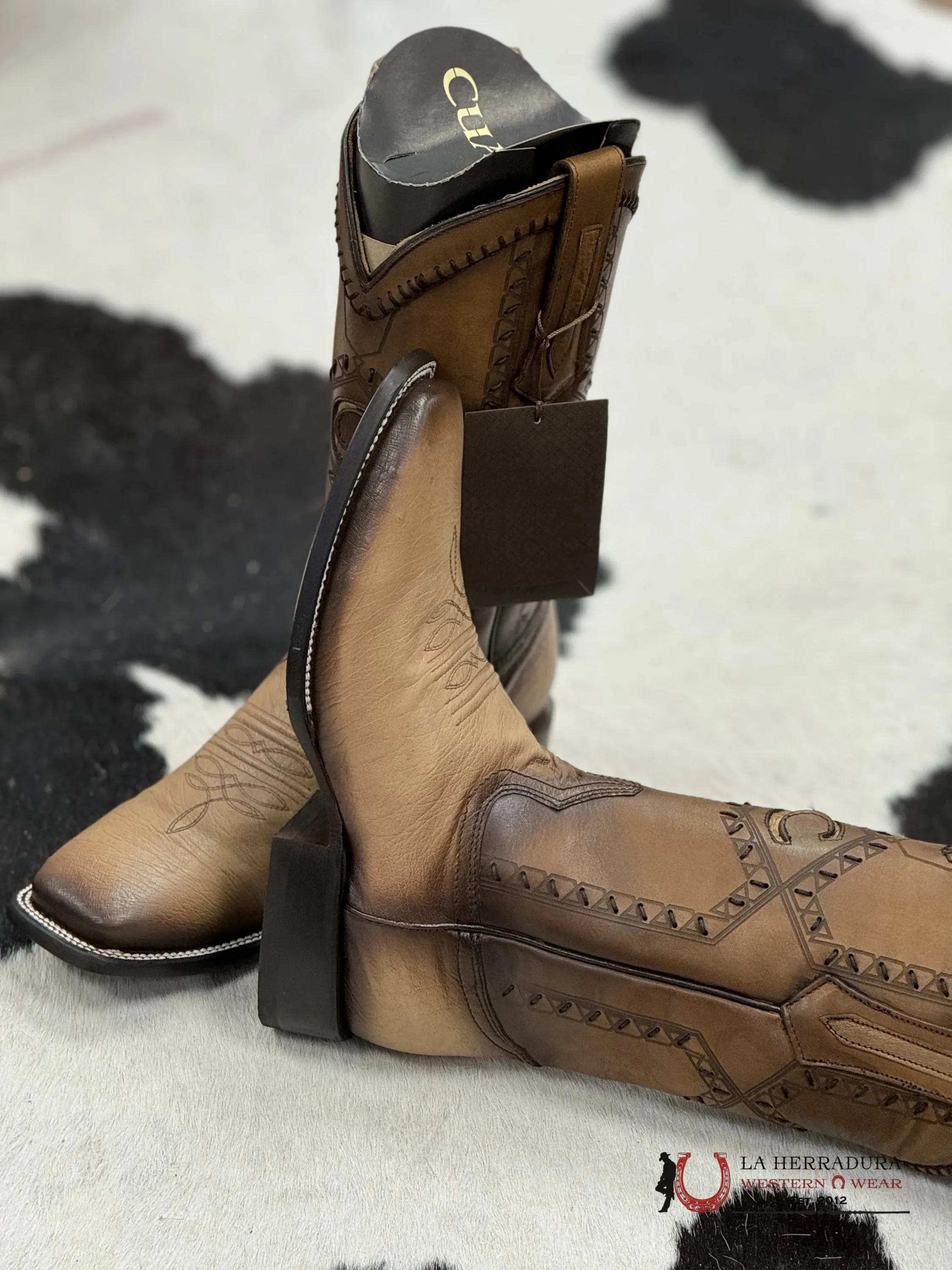 CUADRA BOOTS PANZA DE AVESTRUZ FLAME ORIX LASER & WOVEN SQUARE TOE