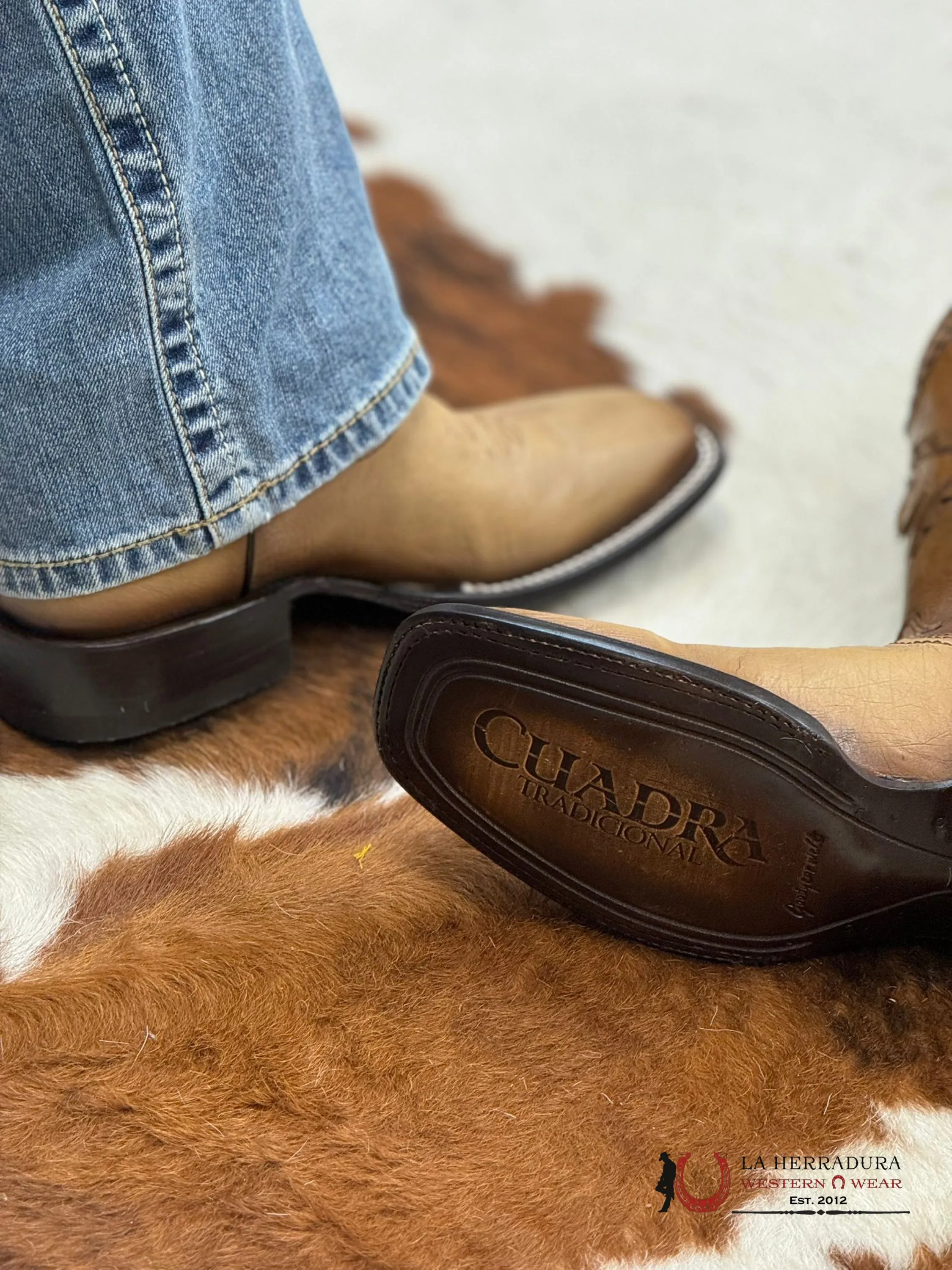 CUADRA BOOTS PANZA DE AVESTRUZ FLAME ORIX LASER & WOVEN SQUARE TOE