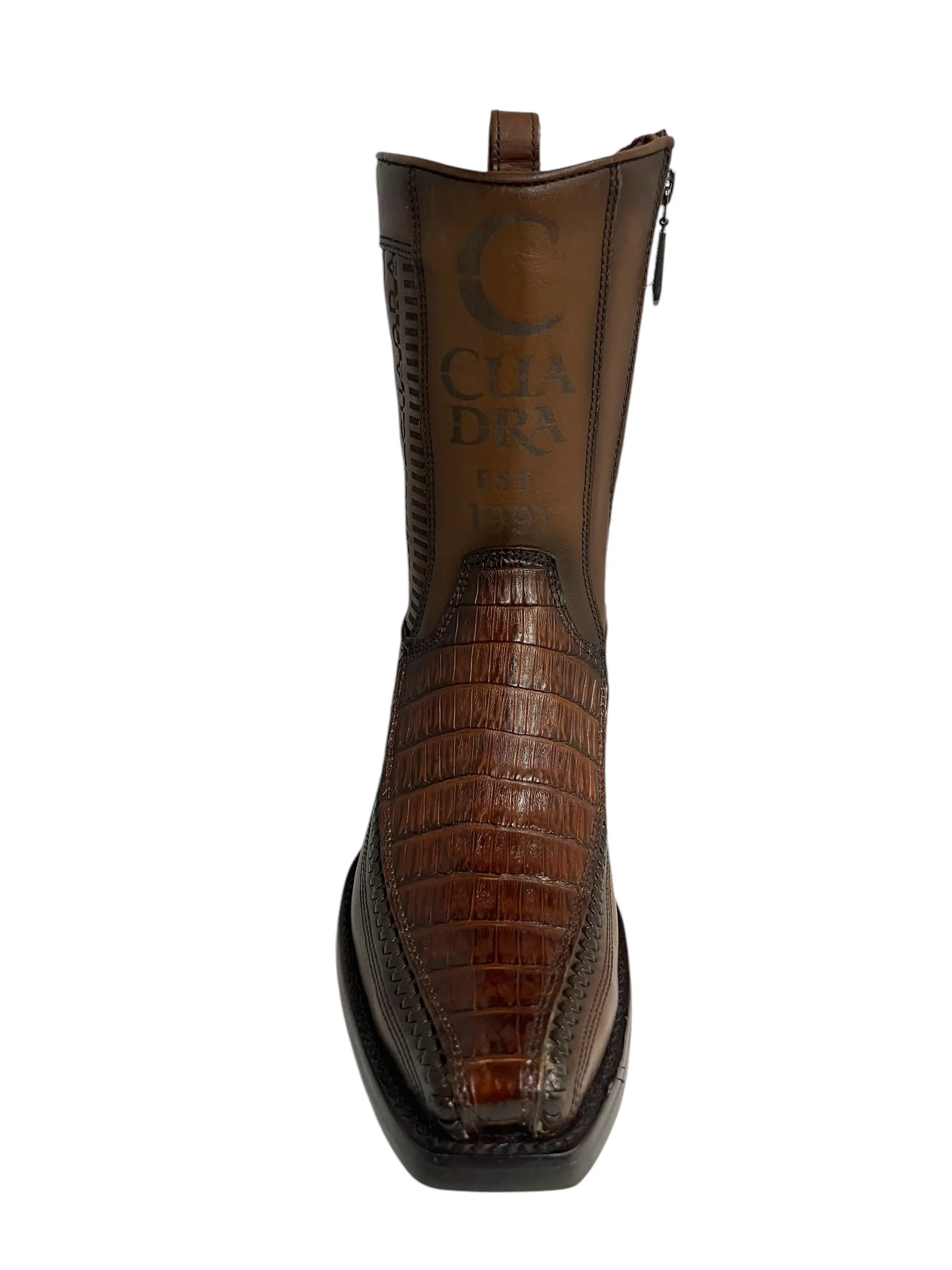 Cuadra Caiman Belly Brown Laser & Woven Narrow Square Toe - CU698