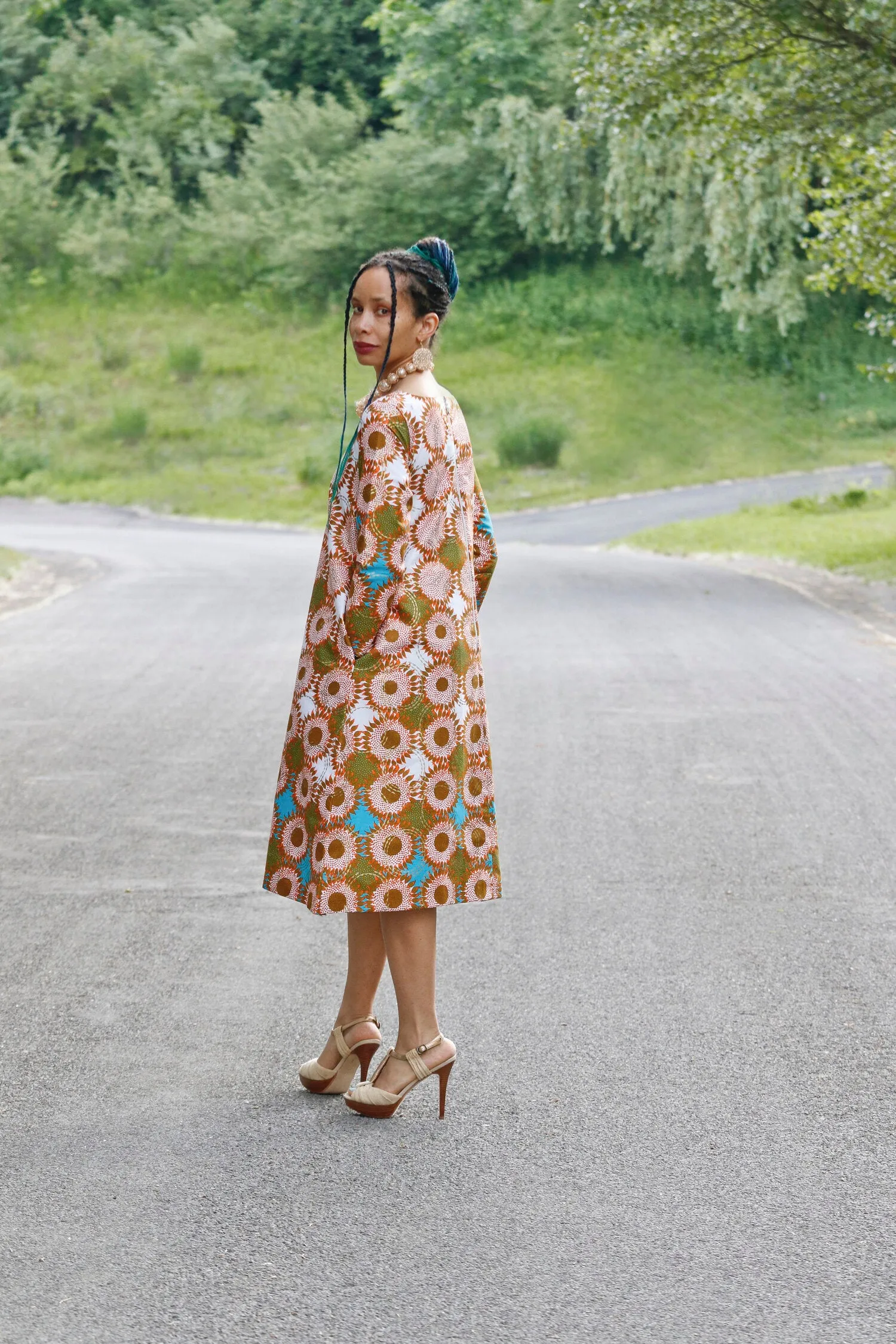 Debora Long Sleeve Midi A-line Dress