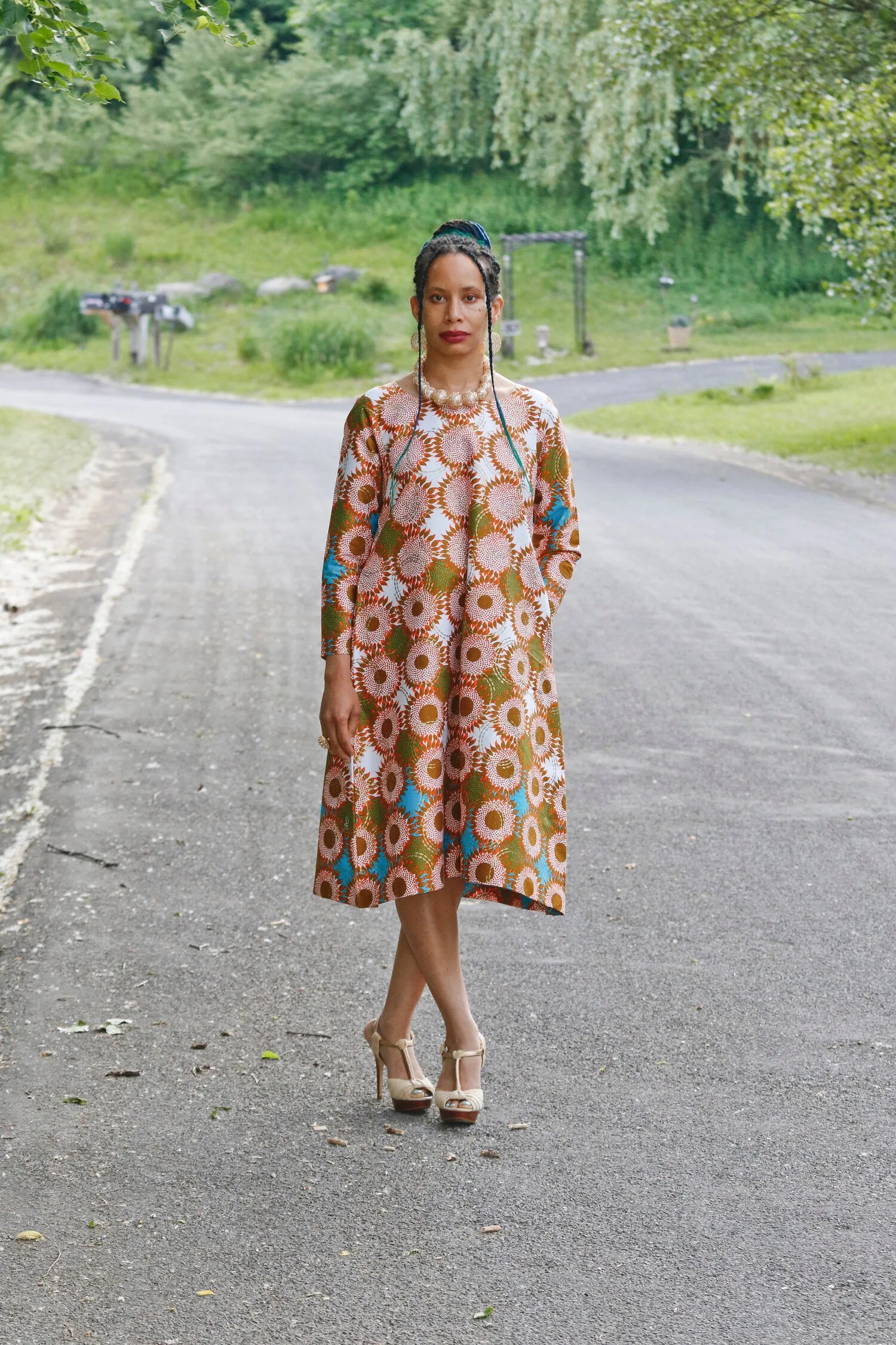 Debora Long Sleeve Midi A-line Dress