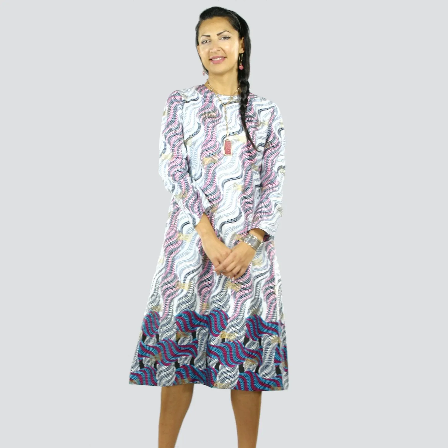Debora Long Sleeve Midi A-line Dress