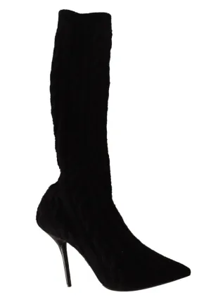 Dolce & Gabbana Black Elegant Stretch Sock Boots