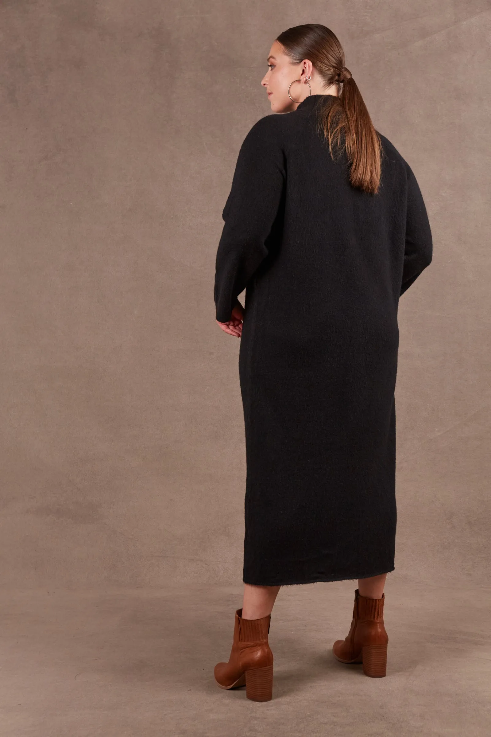 EB & IVE Paarl Tie Knit Dress Ebony