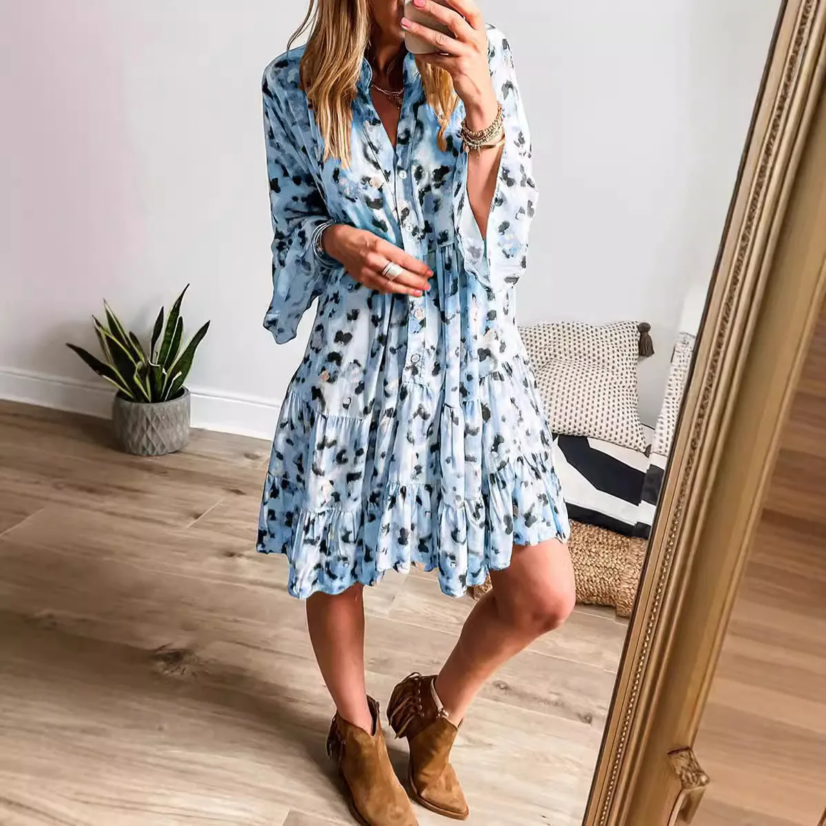 Effortless Chic Loose Button Dress for Women