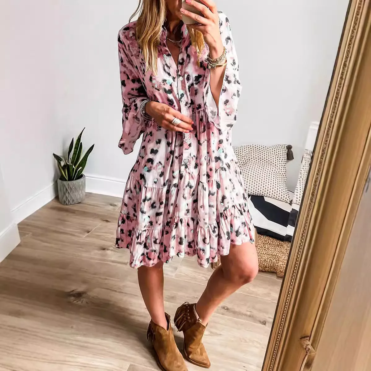 Effortless Chic Loose Button Dress for Women