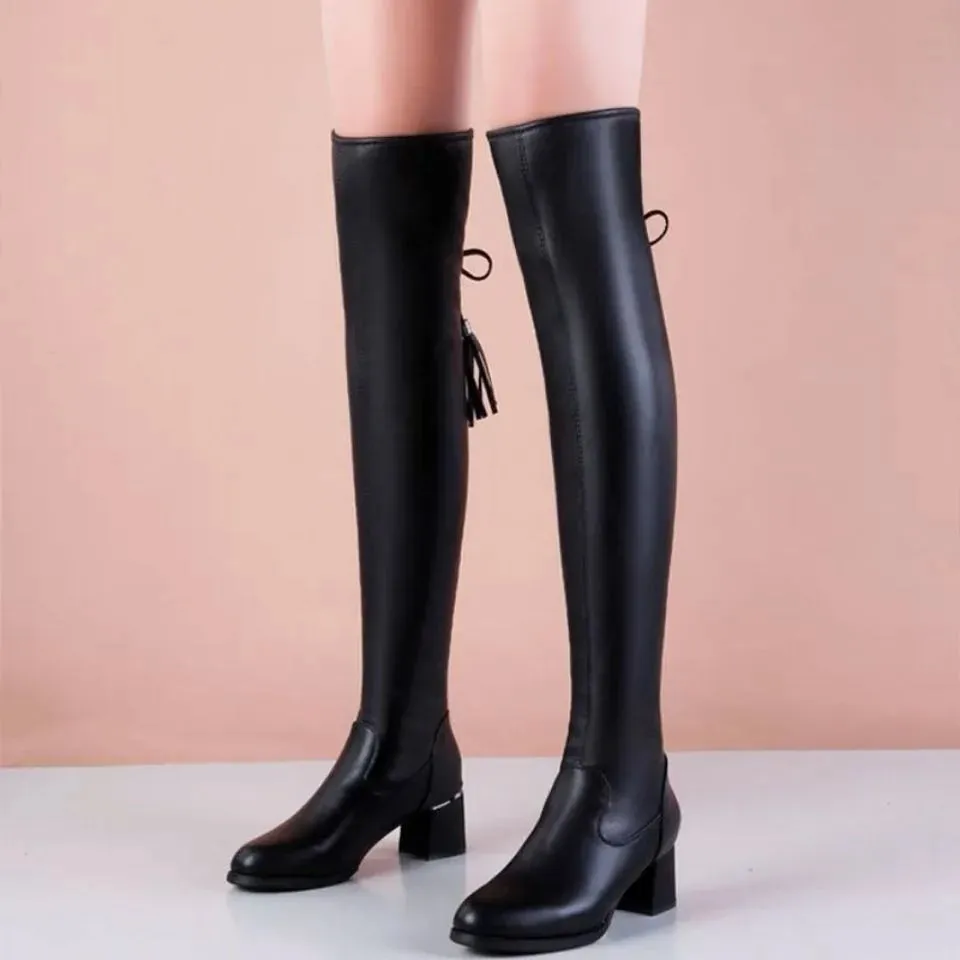 Elegant Over-the-Knee Leather Boots for Women