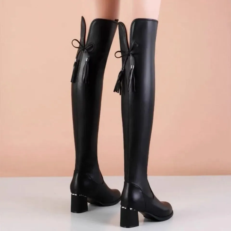 Elegant Over-the-Knee Leather Boots for Women