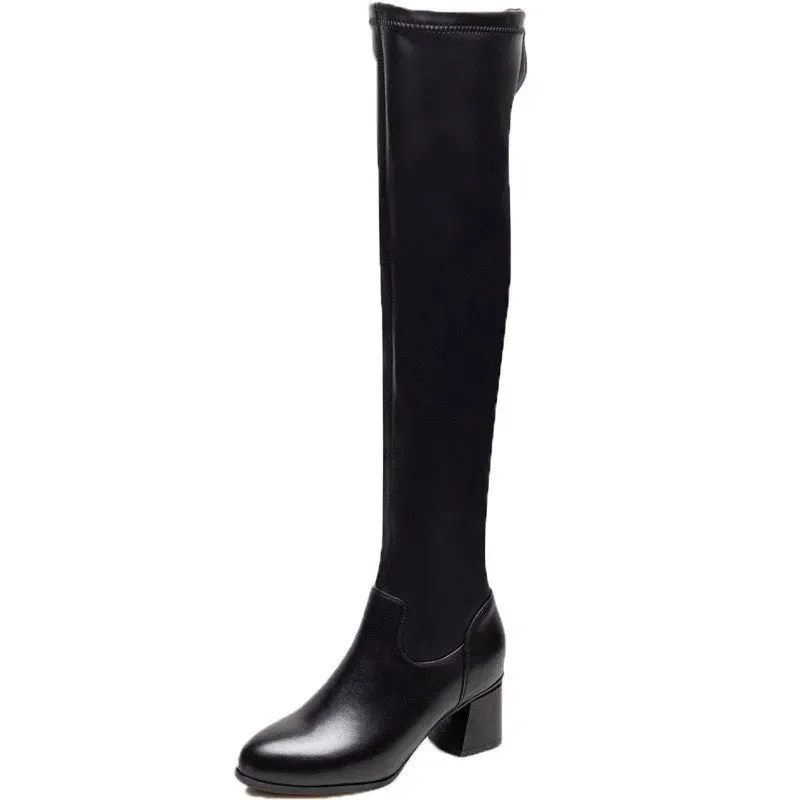 Elegant Over-the-Knee Leather Boots for Women