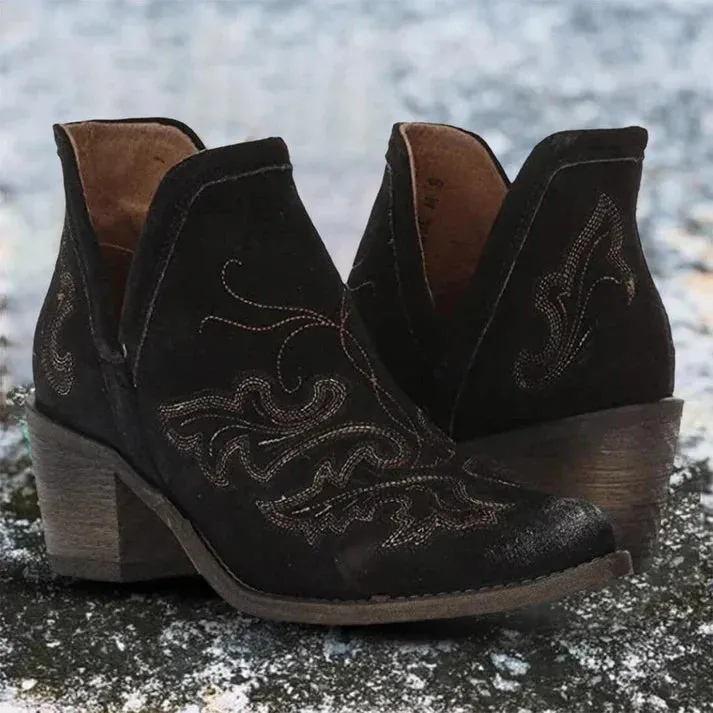 Ellie Casual Cossack-Toe Ankle Boots with High Heels