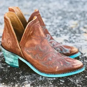Ellie Casual Cossack-Toe Ankle Boots with High Heels