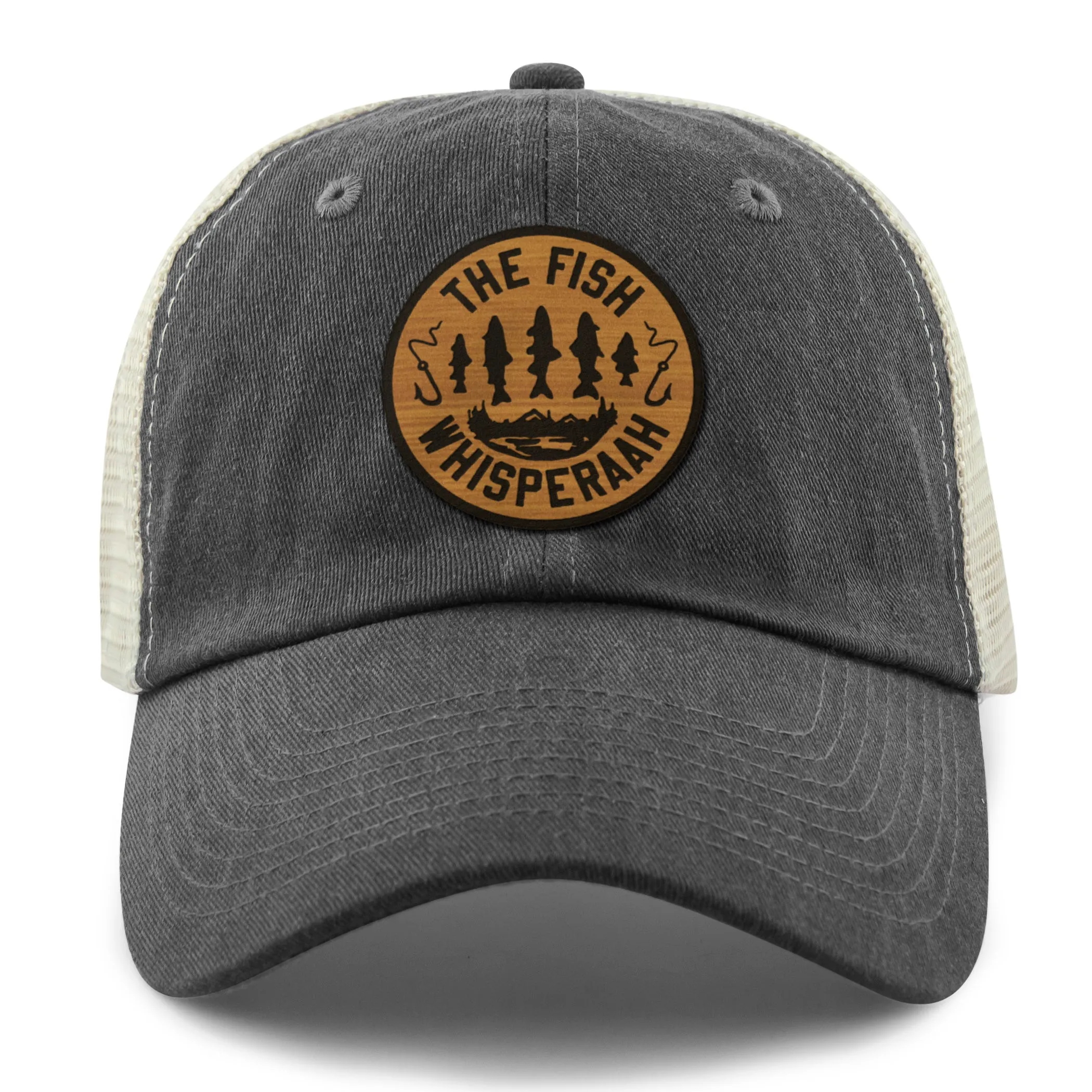 Fish Whisperaah "Wood Grain" Patch Relaxed Trucker