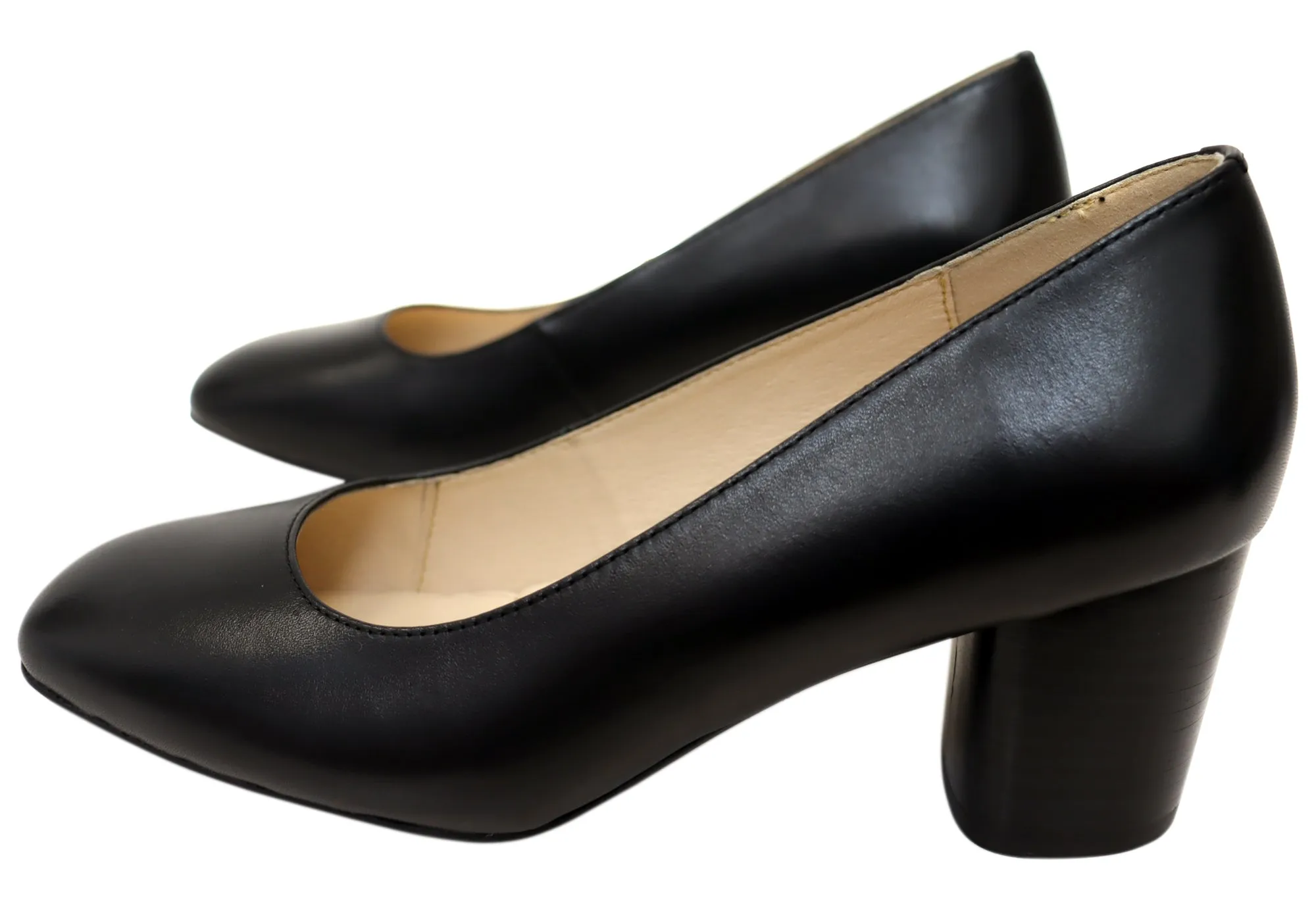 Florsheim Womens Comfortable Leather Loretta Square Toe Block Heels