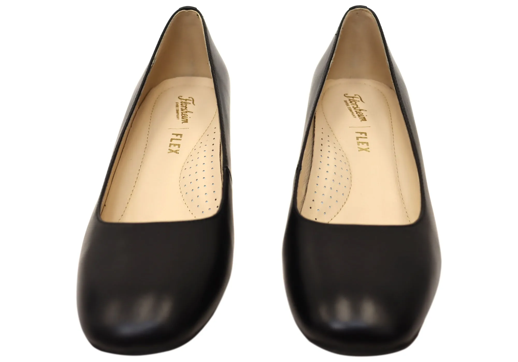 Florsheim Womens Comfortable Leather Loretta Square Toe Block Heels