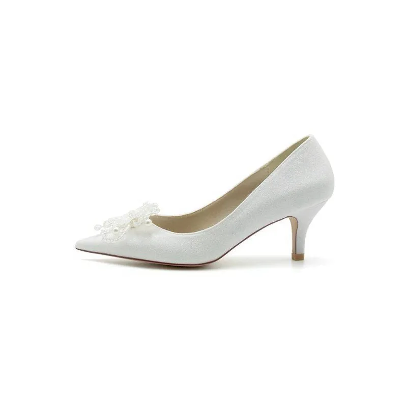 Flower Pointed Toe Wedding Stiletto Heels