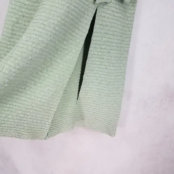Free People S Claudia Blanket Midi Knit Skirt in Light Green Minted Jade w Slit