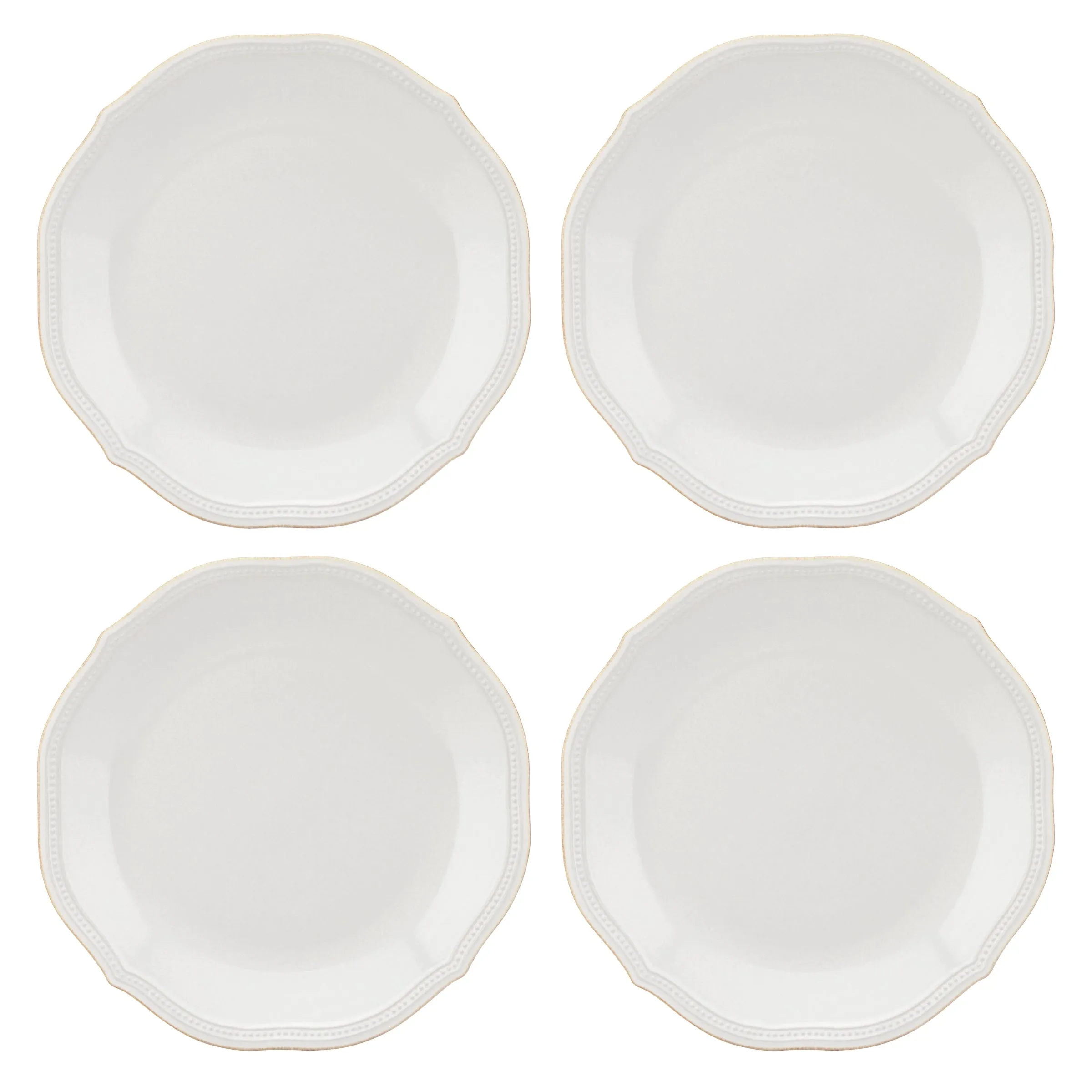 French Perle Bead Dinner Plates, Set of 4